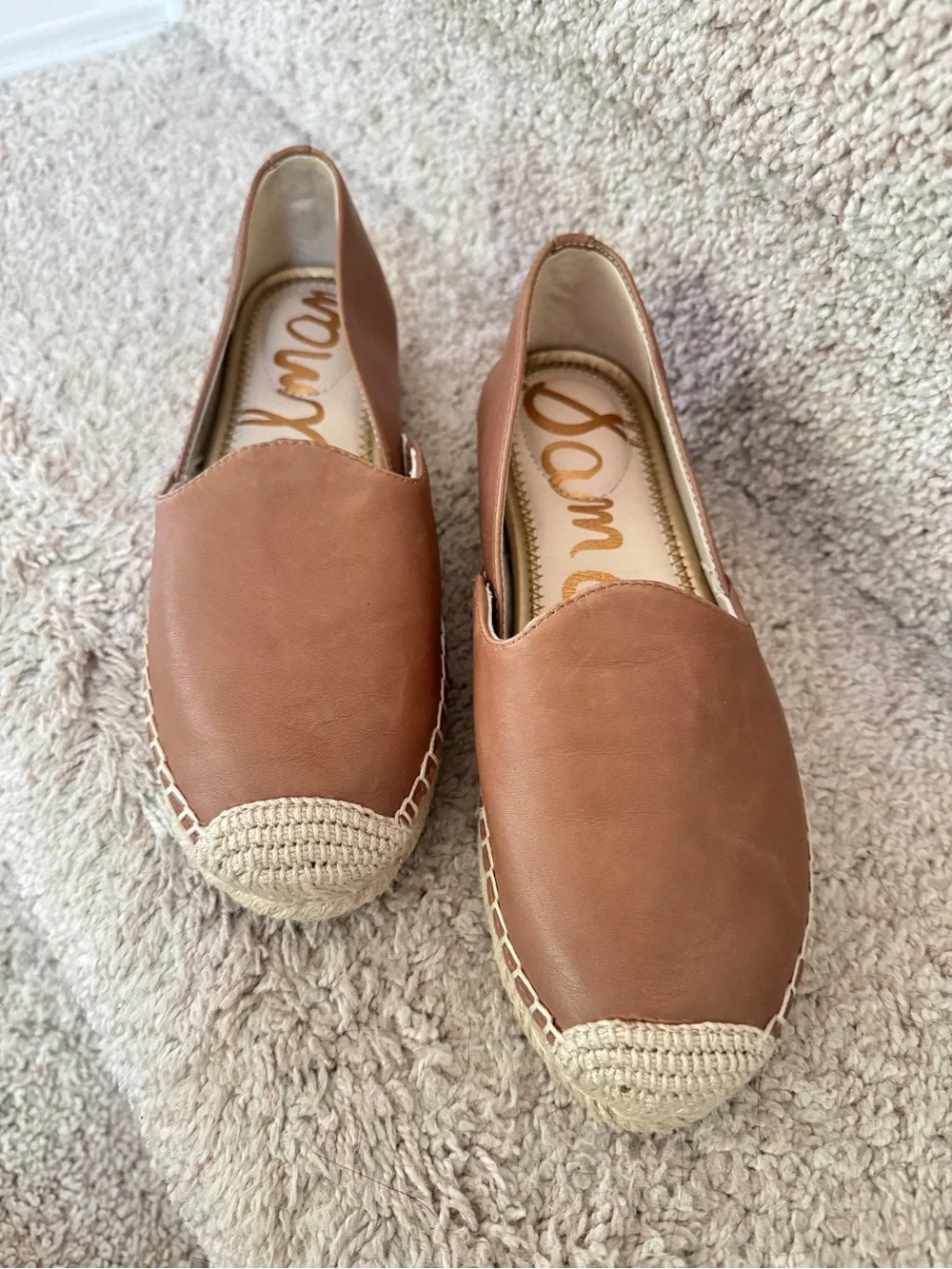 Sam Edelman Kesia Espadrille Flat In Latte Size 6 Leather Casual Shoes